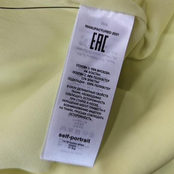 Self-Portrait Lime Cutout Ruched Mini Dress Long Sleeve Mesh Size 4 Preowned - Picture 14 of 15